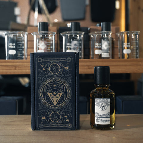 Bottle of Admiral Oil de Parfum, showing green mandarin & floral notes