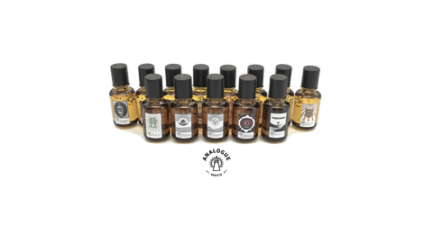 Showing full range scent collection of Analogue Apotik Oil de Parfum at Rugged Gentlemen Shoppe Singapore