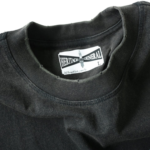 HGS Snake Boxy T-Shirt Washed Black neckline view, vintage tattoo-inspired tee by Heritage General Store