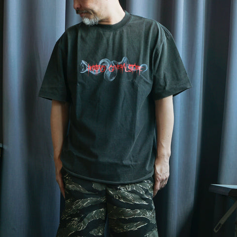 HGS Snake Boxy T-Shirt Washed Black model wearing graphic front view in Rugged Gentlemen Shoppe Singapore, vintage tattoo-inspired tee by Heritage General Store