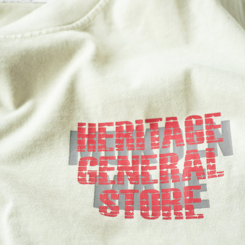HGS Mukden-Made Boxy Snake T-Shirt in Mint front close-up graphic detail, heritage-inspired tee by Heritage General Store