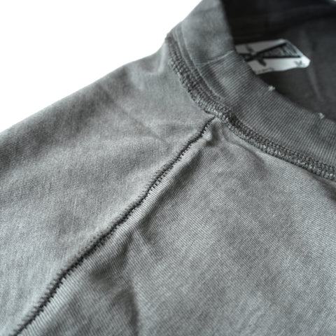 HGS Mukden-Made Boxy T-Shirt Washed Grey seam stitching detail, heritage inspired tee by Heritage General Store