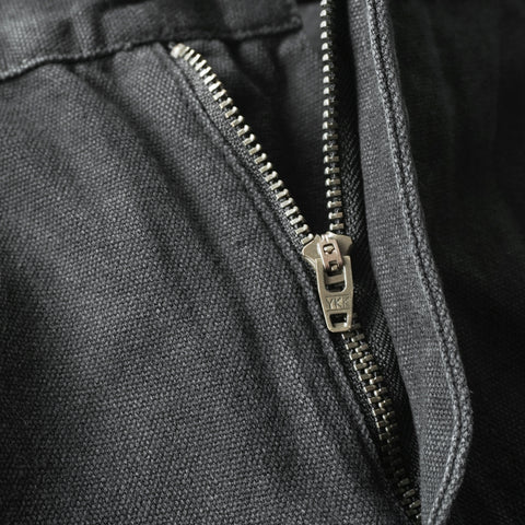 HGS Painter’s Pants Black YKK zipper view, rugged workwear pants by Heritage General Store