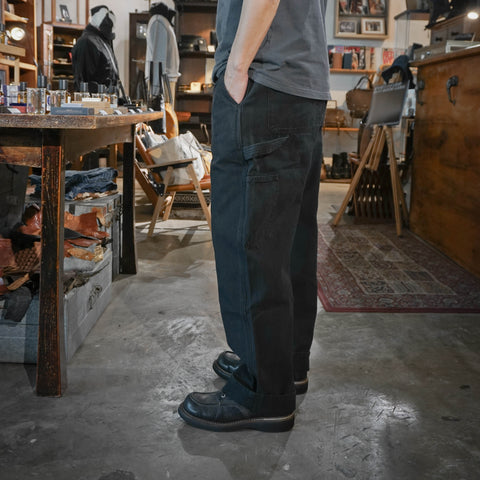 HGS Painter’s Pants Black model wearing side view in Rugged Gentlemen Shoppe Singapore, rugged workwear pants by Heritage General Store