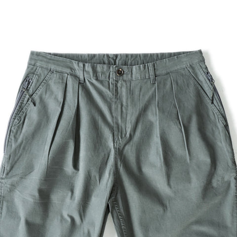 HGS Pleated Jester Pants in Grey front view top block, rugged workwear pants by Heritage General Store
