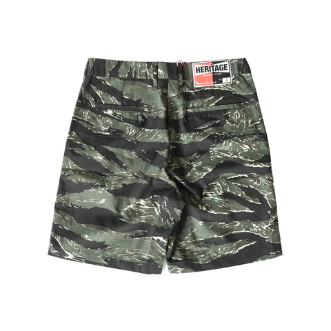 HGS Tiger Camouflage Shorts back view, rugged outdoor shorts by Heritage General Store