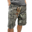 Close-up of HGS Woodland Utility Shorts woodland camouflage fabric and stitching