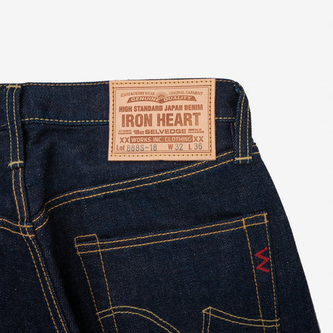 18oz Vintage Selvedge Denim Sederhana/Tinggi Seluar Jeans Potongan Tirus IH888S-18 - Indigo