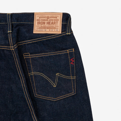 18oz Vintage Selvedge Denim Sederhana/Tinggi Seluar Jeans Potongan Tirus IH888S-18 - Indigo