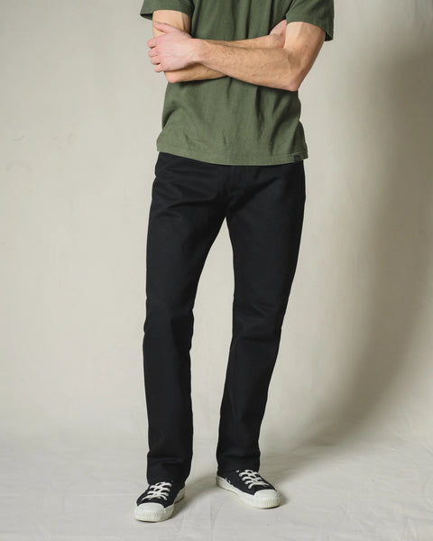 14oz Selvedge Denim Relaxed Tapered Cut Jeans IH-888S-142BB - Black/Black