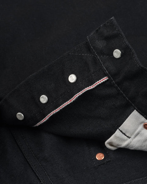 14oz Selvedge Denim Relaxed Tapered Cut Jeans IH-888S-142BB - Black/Black