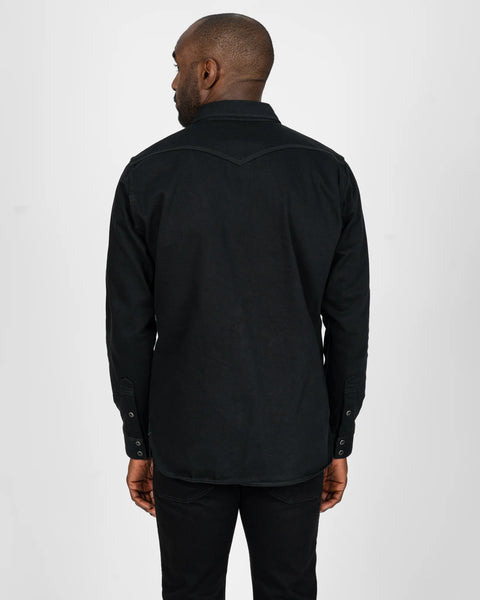 12oz Selvedge Denim Western Shirt "The Johnny Cash III" IHSH-218-BLK - Black