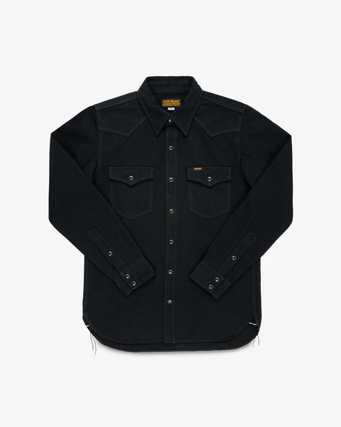 12oz Selvedge Denim Western Shirt "The Johnny Cash III" IHSH-218-BLK - Black
