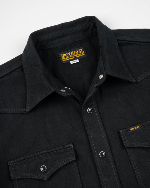 12oz Selvedge Denim Western Shirt "The Johnny Cash III" IHSH-218-BLK - Black