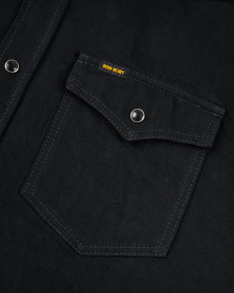 12oz Selvedge Denim Western Shirt "The Johnny Cash III" IHSH-218-BLK - Black