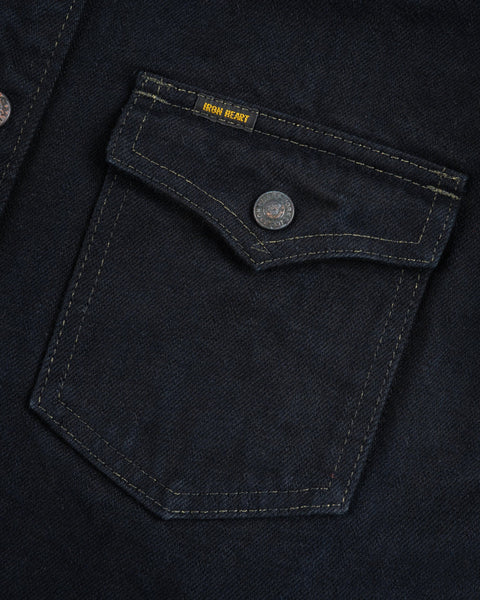 18oz Vintage Selvedge Denim CPO Shirt IHSH-293-OD - Indigo Overdyed Black