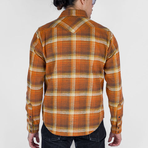 12oz Slubby Heavy Flannel Check Western Shirt IHSH399-ORA - Orange