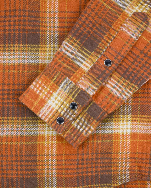 12oz Slubby Heavy Flannel Check Western Shirt IHSH399-ORA - Orange