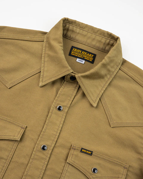 12oz Military Moleskin Western Shirt  IHSH-426-KHA - Khaki