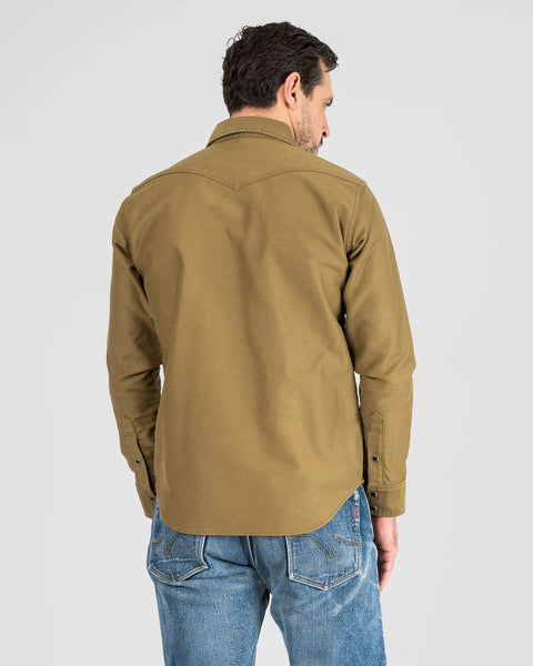 12oz Military Moleskin Western Shirt  IHSH-426-KHA - Khaki
