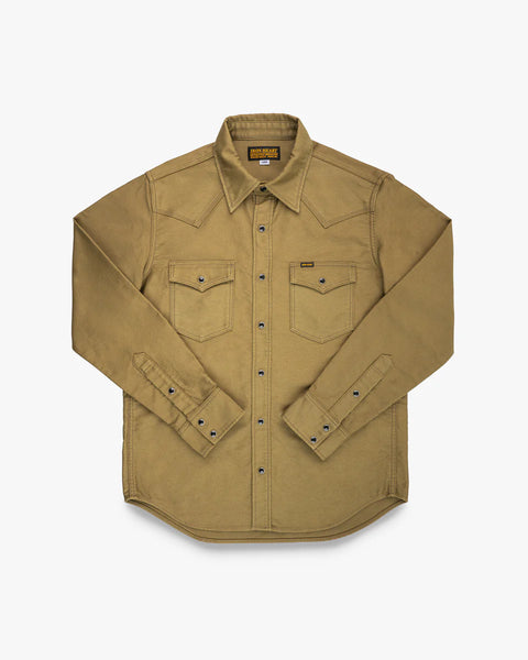 12oz Military Moleskin Western Shirt  IHSH-426-KHA - Khaki