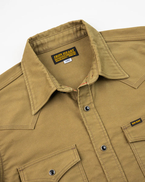 12oz Military Moleskin Western Shirt  IHSH-426-KHA - Khaki