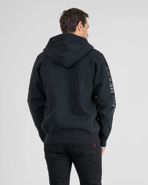 Printed 14oz Ultra Heavyweight Loopwheel Cotton Zippered Hoodie IHSW-80L-BLK - Black