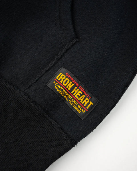 Printed 14oz Ultra Heavyweight Loopwheel Cotton Zippered Hoodie IHSW-80L-BLK - Black