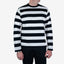 7.5oz Cotton Long-Sleeved Crew Neck Border Tee IHTB09-BLK - Black and White Stripes