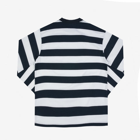 7.5oz Cotton Long-Sleeved Crew Neck Border Tee IHTB09-BLK - Black and White Stripes