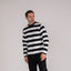 7.5oz Cotton Long-Sleeved Crew Neck Border Tee IHTB09-BLK - Black and White Stripes