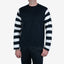 7.5oz Cotton Long-Sleeved Crew Neck Border Tee IHTB11-BLK - Black Body with Striped Arms