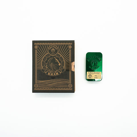 Compact tin of Khan Solid Cologne with citrus, spice and sandalwood, handcrafted for Singapore & Worldwide.