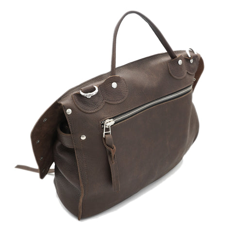 OGL 9981 Studded MTC Leather Saddle Messenger Bag Brown