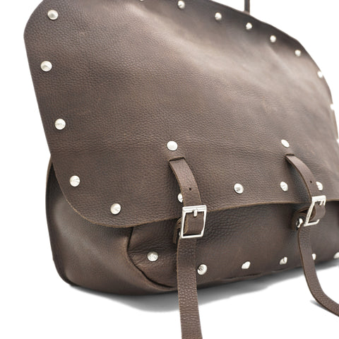 OGL 9981 Studded MTC Leather Saddle Messenger Bag Brown