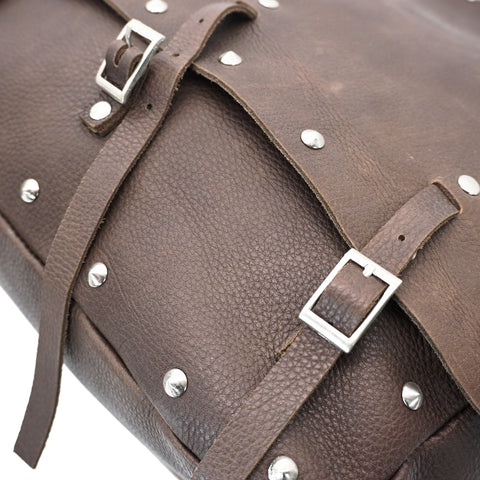OGL 9981 Studded MTC Leather Saddle Messenger Bag Brown