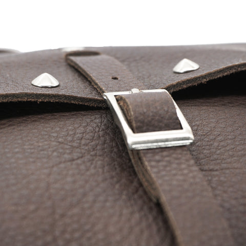 OGL 9981 Studded MTC Leather Saddle Messenger Bag Brown