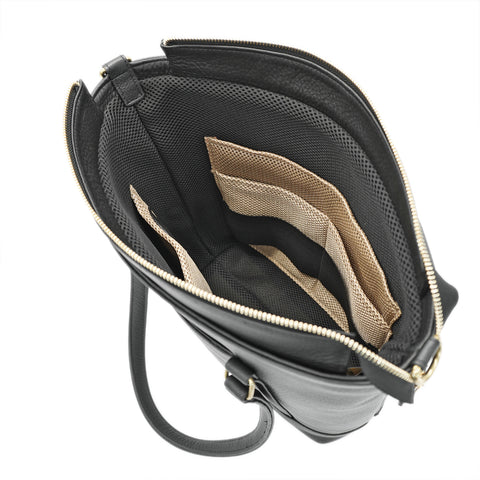 Internal cushion lining of Handmade Black Fullgrain Tumbled Cowhide Leather Totebag, handmade by Obbi Good Label Singapore