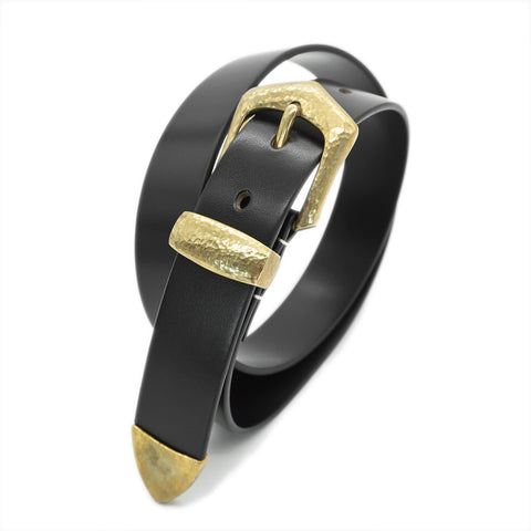 OGL Belt Hand-Hammered Ranger Leather Belt Full-Dyed Black