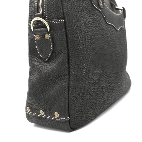 OGL 9981 Leather Zote Bag Black/White Thread