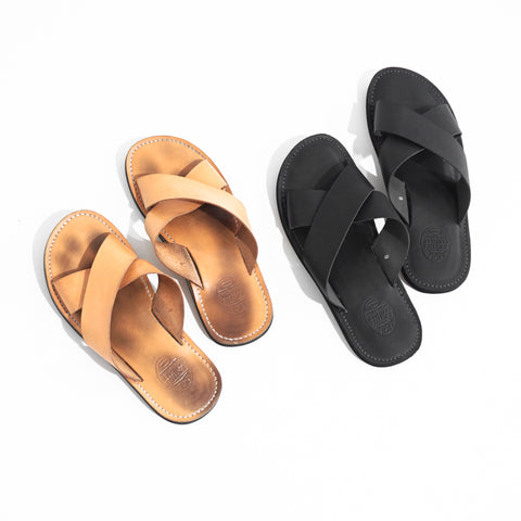 OGL/DR SOLE THONG STYLE LEATHER SANDALS BLACK
