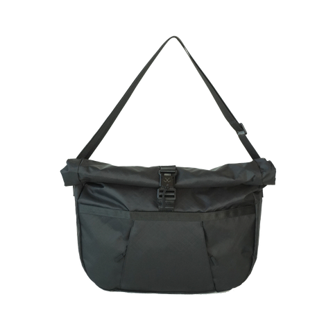 XTAC Black roll-top hobo bag featuring ECOPAK sailcloth and Fidlock closure, designed by Obbi Good Label