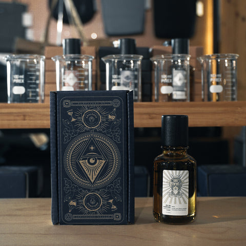 Bottle of Yama Oil de Parfum with rose and sakura floral notes, available in Singapore & SE Asia.