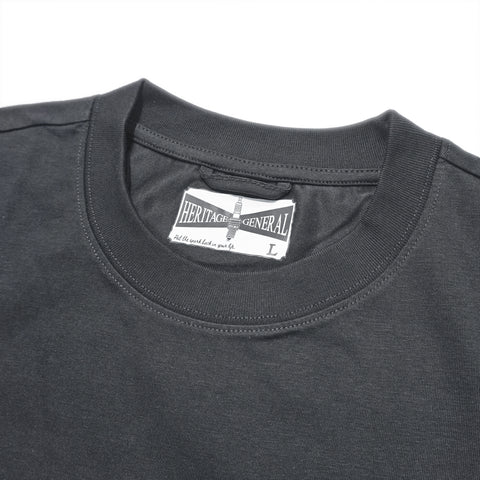 Close-up Heritage General Store black cotton T-shirt ribbed neckline