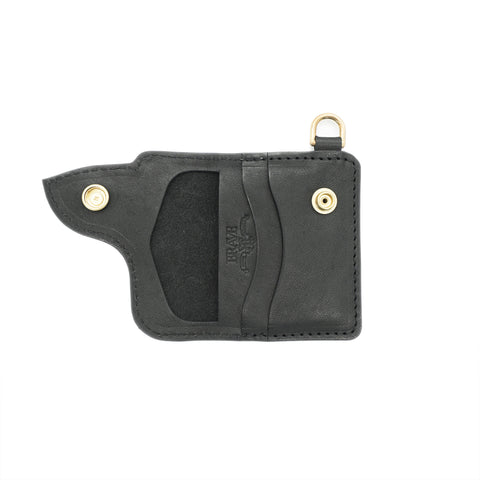 Handmade horsehide leather cardholder concho snap black full grain internal view by BRAVE, Obbi Good Label