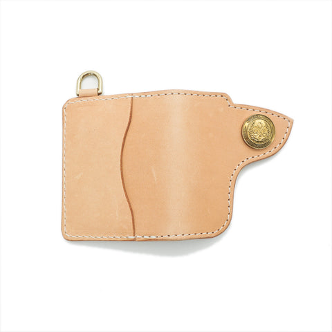 Handmade horsehide leather cardholder concho snap natural full grain back view by BRAVE, Obbi Good Label
