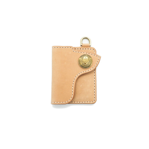 Handmade horsehide leather cardholder concho snap natural full grain front view by BRAVE, Obbi Good Label