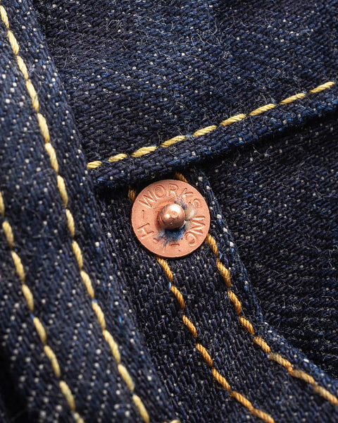 Iron Heart IH-555N 17oz natural indigo selvedge denim jeans available at Rugged Gentlemen Shoppe