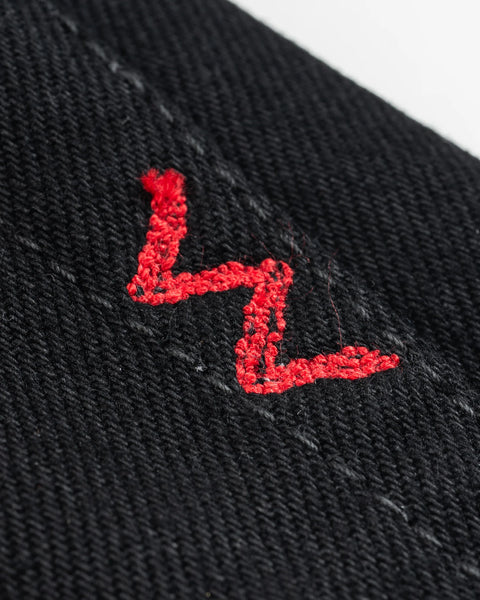 Iron Heart IH-555S-142BB in 14oz black selvedge denim jeans available at Rugged Gentlemen Shoppe