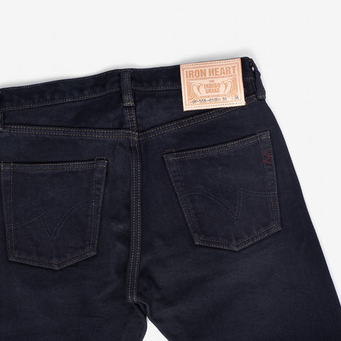 Iron Heart IH-555S-21od in 21oz indigo overdyed black selvedge denim jeans available at Rugged Gentlemen Shoppe